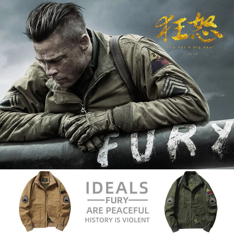 Herren Canvas‑Bomberjacke im Worker‑Blousonstil mit Abzeichen‑Patches und geripptem Kragen Shop Nory