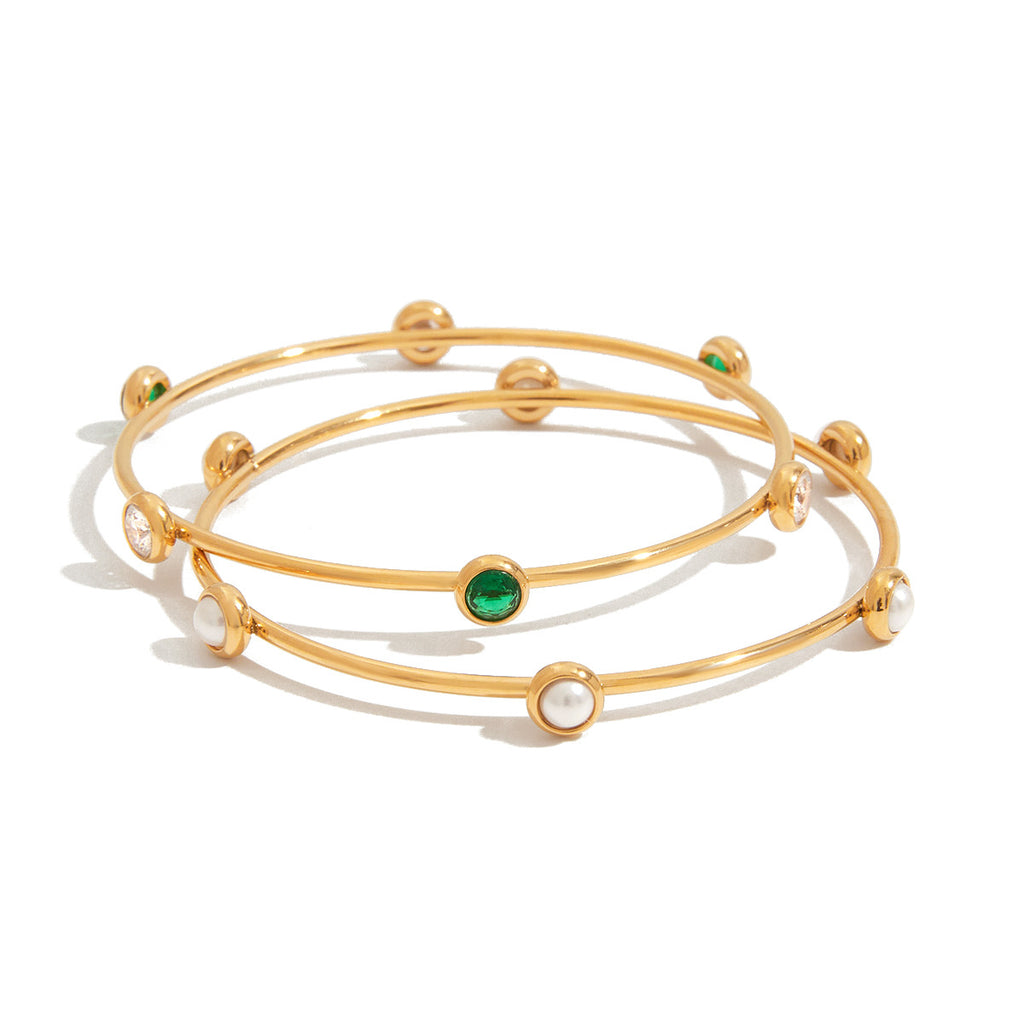 Damen Armreif mit funkelnden Kristallakzenten aus hypoallergenem Edelstahl Shop Nory