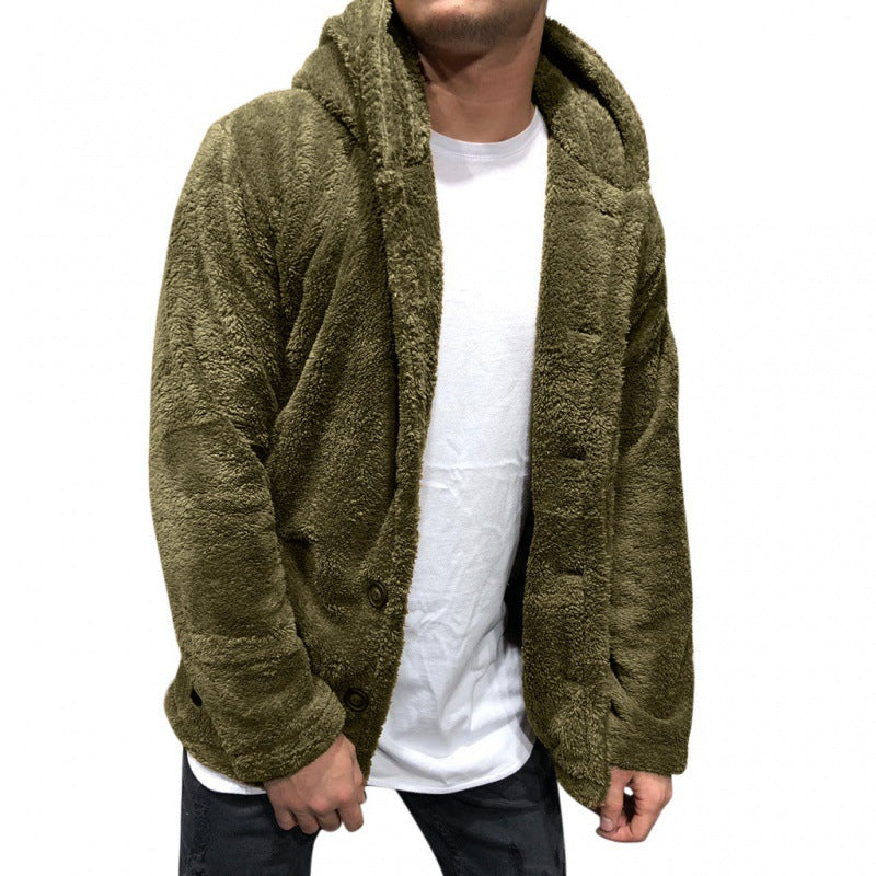 Herren Kapuzen-Teddyjacke im Oversize-Sherpa-Stil mit Knopfleiste Shop Nory