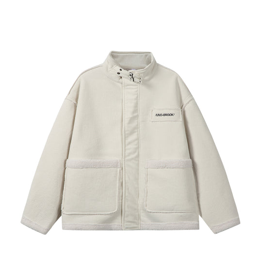 Unisex Kurz geschnittener Cordblouson mit Teddybesatz und Funnelkragen Shop Nory