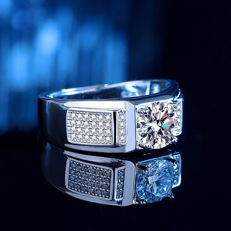 Herren Ring mit modernem Zirkonbesatz und eleganter Struktur Shop Nory