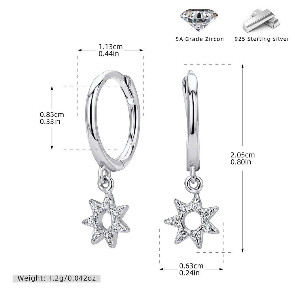 Damen Ohrhänger mit funkelndem Sternmotiv aus hochwertigem 925 Sterling Silber Shop Nory