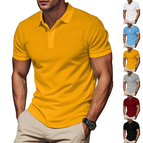 Herren nan elegantes Struktur-Poloshirt mit Kentkragen, kurzer Knopfleiste und atmungsaktivem Stretchjersey