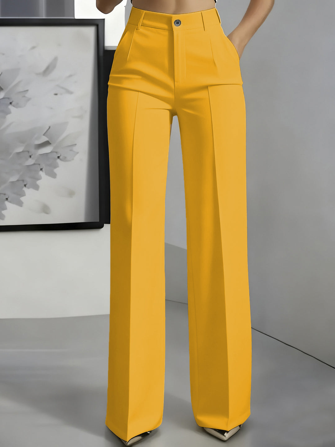 Damen Hochtaillierte Palazzo-Hose mit Bügelfalte und Eingrifftaschen Shop Nory