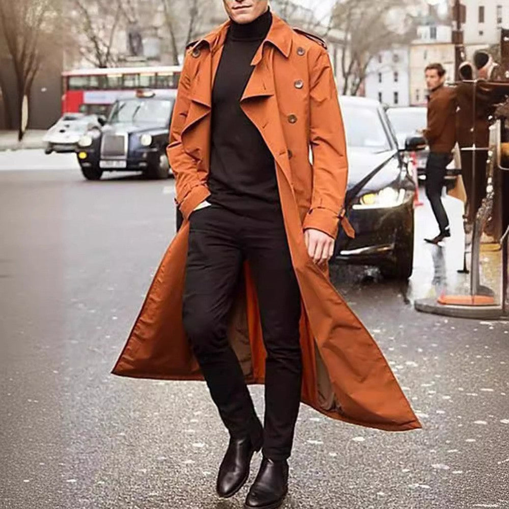 Herren Langer Trenchcoat