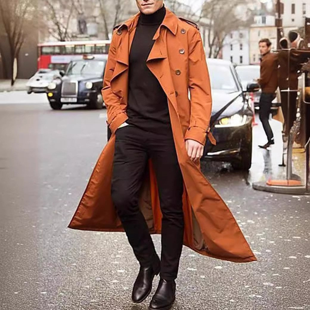 Herren Langer Trenchcoat