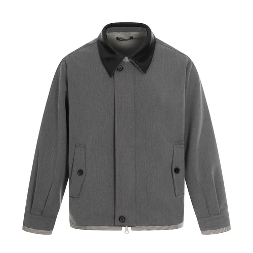 Herren Kurzer technischer Blouson aus Wollmix mit kontrastierendem Reverskragen und Zweiwegereißverschluss Shop Nory