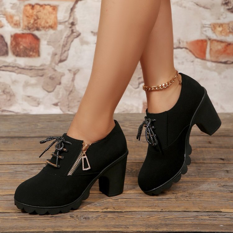 Damen Schnür-Pumps mit glitzernden Akzenten und rutschfester Sohle