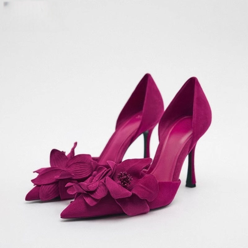 Damen elegante Spitze Pumps mit floralem Design