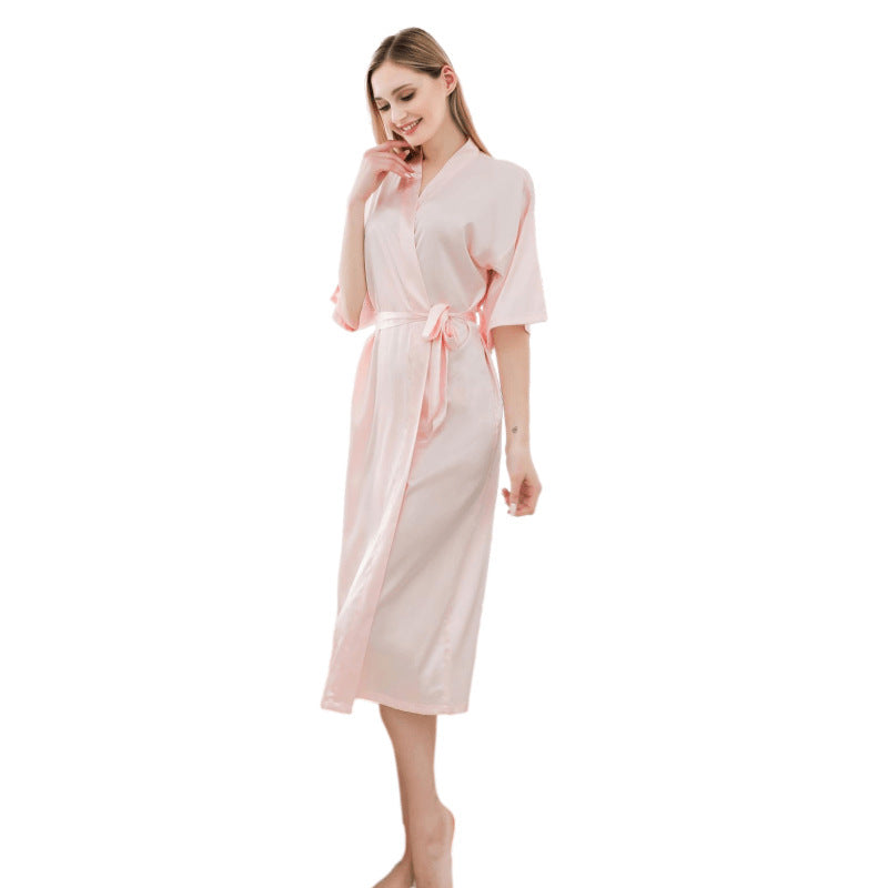Damen luxuriöser Satin-Bademantel