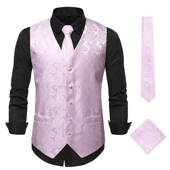 Herren Paisley Satin Anzugweste Set mit Krawatte und Einstecktuch Shop Nory