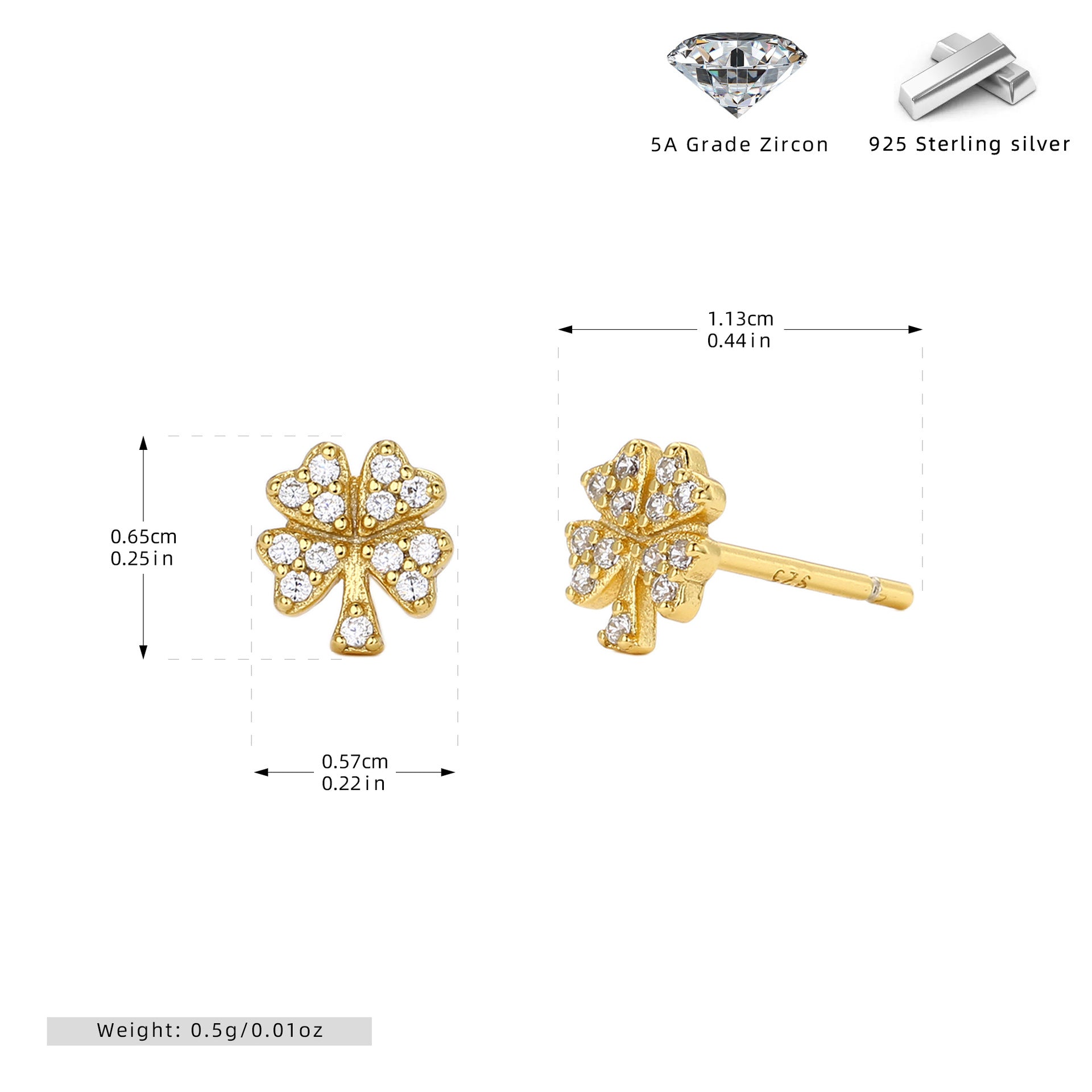Damen Ohrstecker im stilvollen Kleeblatt-Design aus hochwertigem 925 Sterling Silber Shop Nory