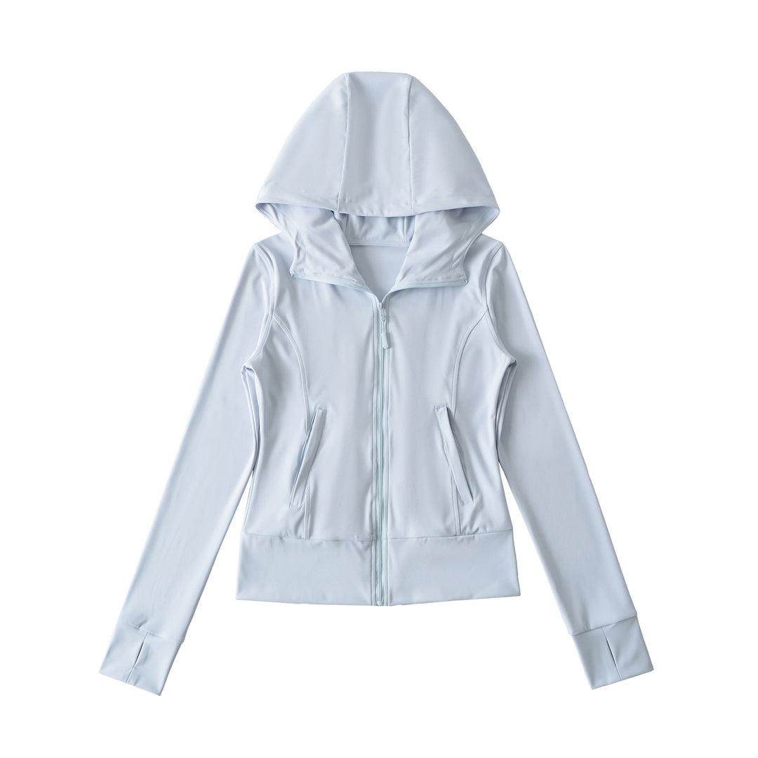 Damen Kapuzen-Sportjacke mit durchgehendem Reißverschluss, taillierter Passform und integrierten Reißverschlusstaschen Shop Nory