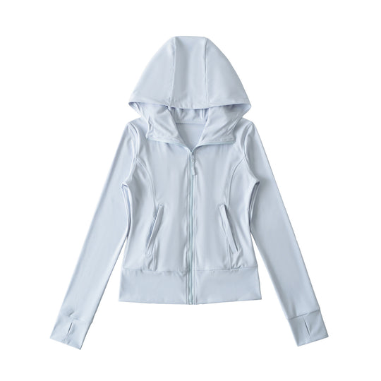 Damen Kapuzen-Sportjacke mit durchgehendem Reißverschluss, taillierter Passform und integrierten Reißverschlusstaschen Shop Nory