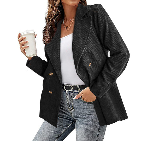 Damen Modernes Cordblazer mit lässigem Schnitt und praktischen Taschen