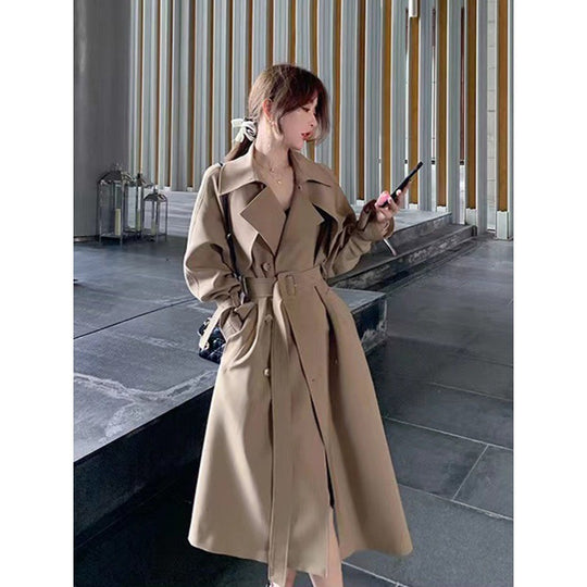Damen Taillierter A-Linien Trench-Mantel mit breitem Bindegürtel Shop Nory