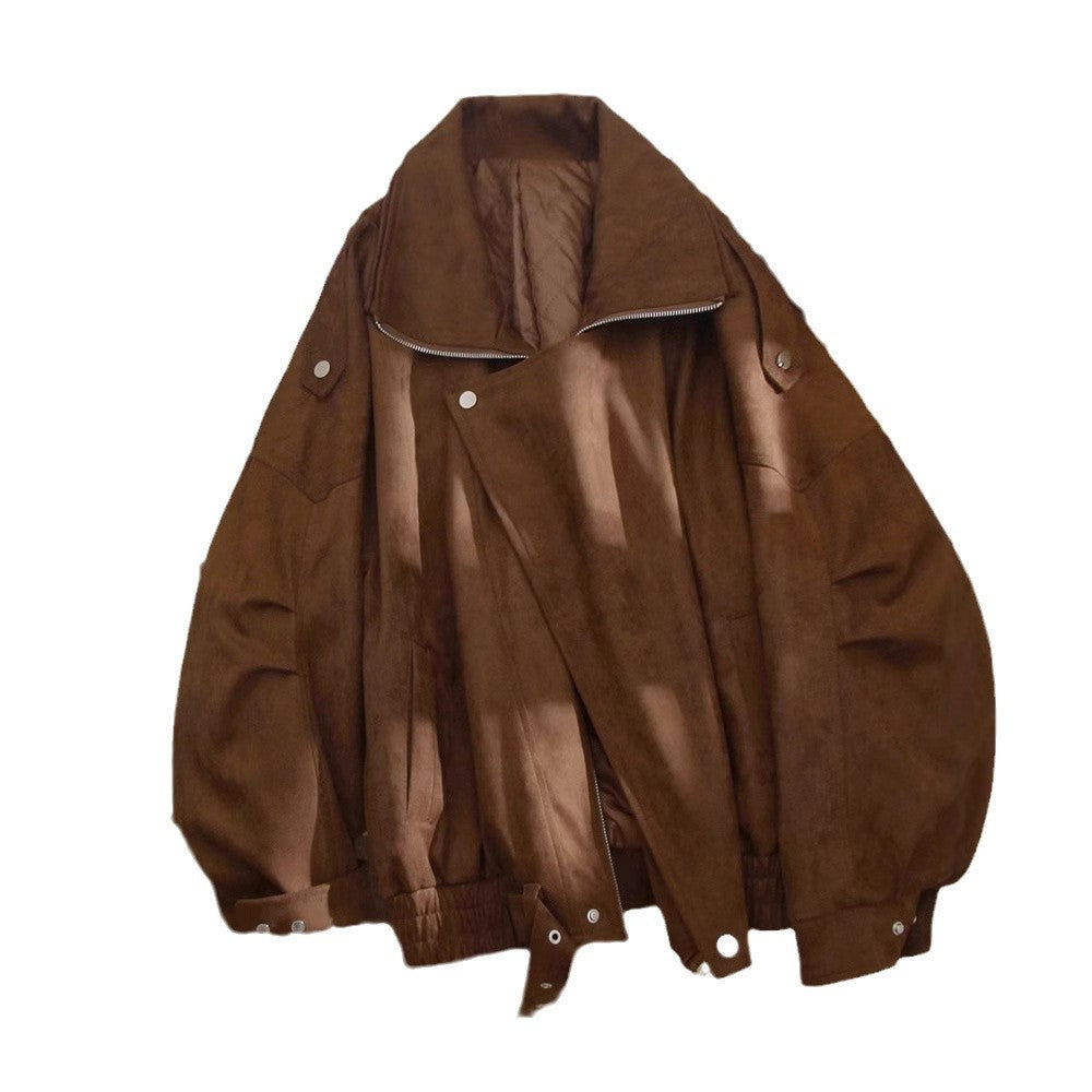 Damen Modische Wildlederjacke mit asymmetrischem Schnitt Shop Nory