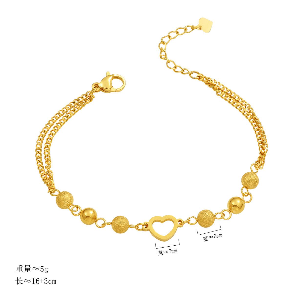 Damen modisches Armband mit funkelnden Kugeldetails und Herzanhänger Shop Nory