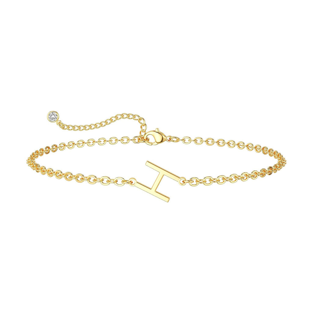 Damen Fußkettchen mit personalisiertem Anfangsbuchstaben und funkelndem Zirkonia-Detail Shop Nory