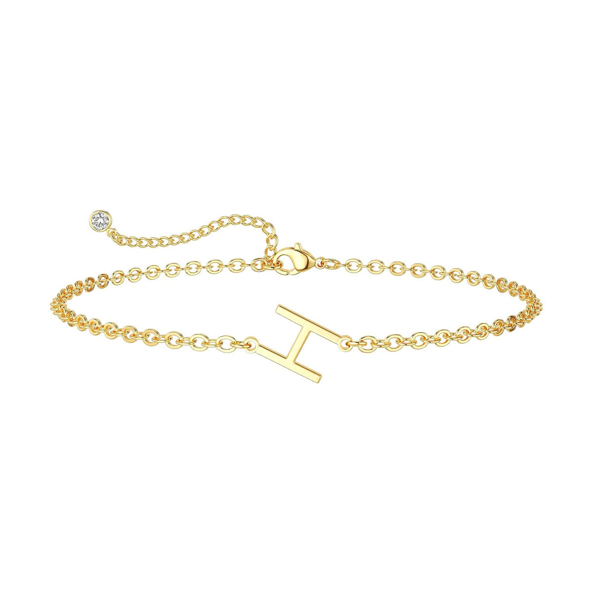 Damen Fußkettchen mit personalisiertem Anfangsbuchstaben und funkelndem Zirkonia-Detail Shop Nory