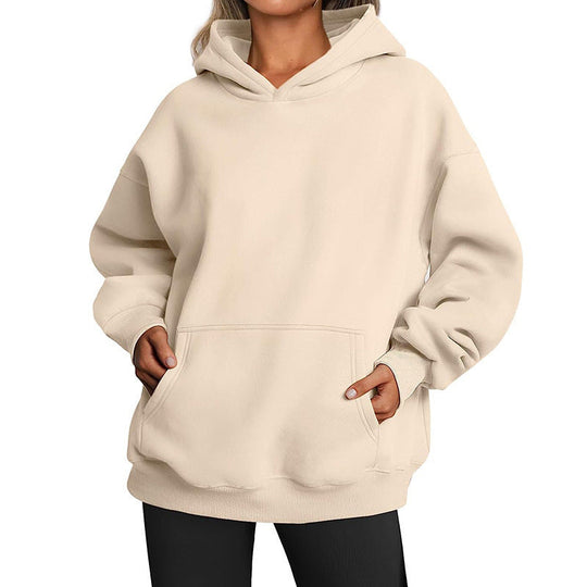 Damen Übergrößen Kapuzenpullover mit praktischen Taschen undlässigem Schnitt