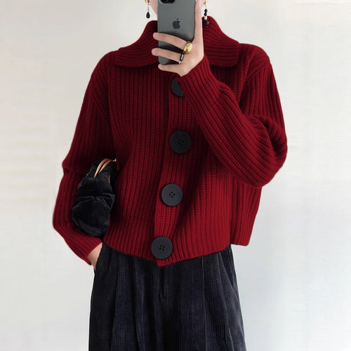 Damen Kuschelige Strickjacke mit großen Knöpfen Shop Nory