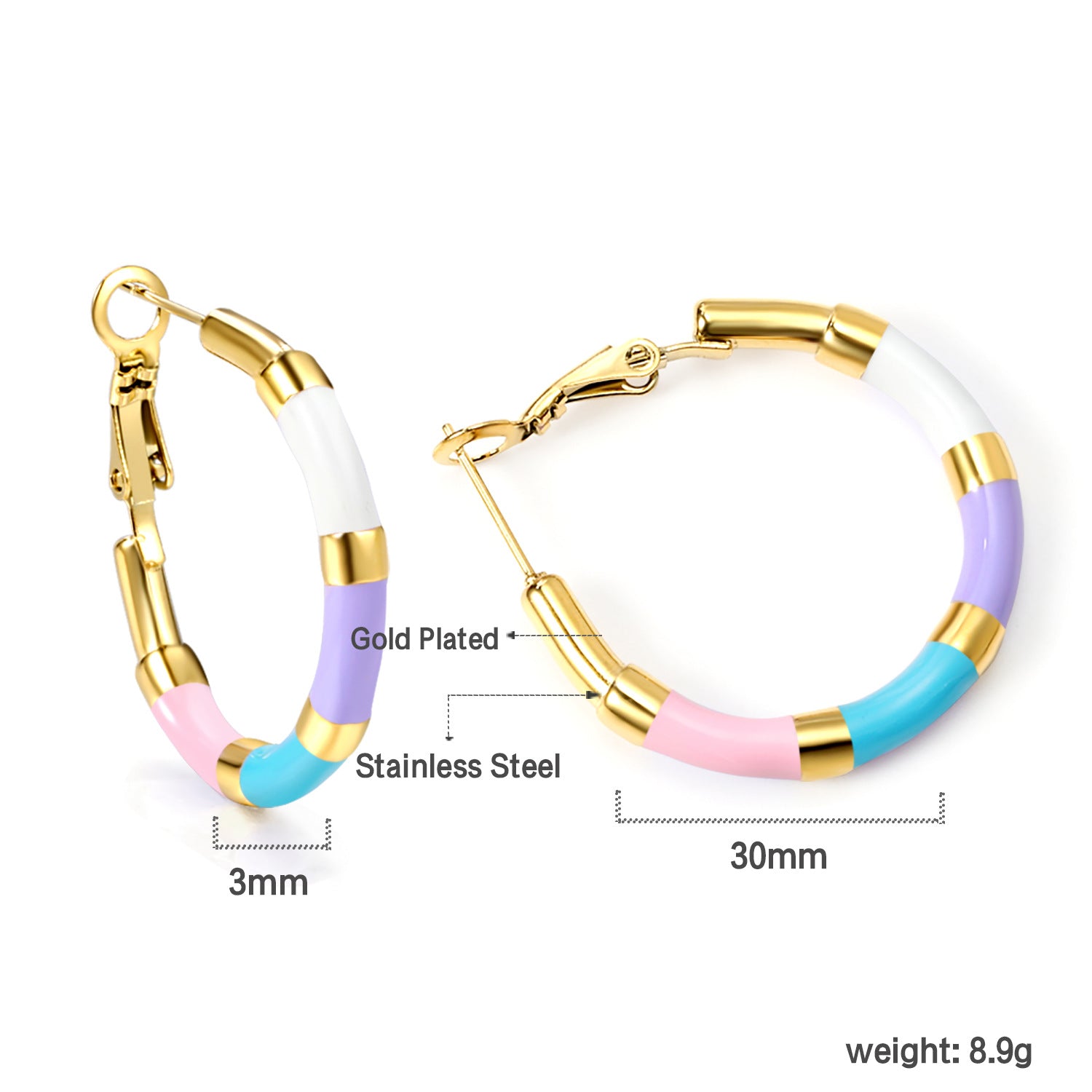 Damen Creolen mit farbigen Akzenten und hochwertiger Goldplattierung Shop Nory