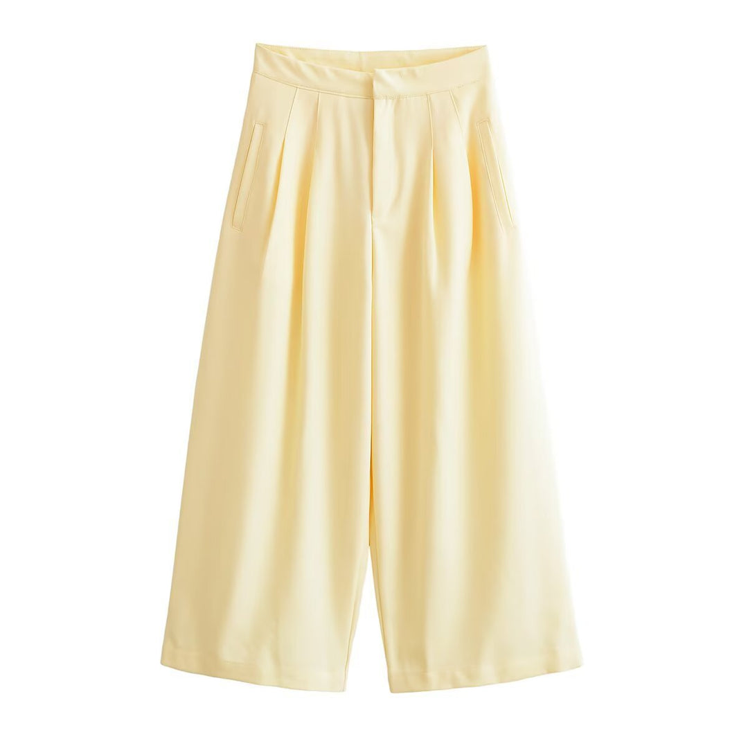 Damen Weite Culotte-Hose mit hoher Taille, Bundfalten und Eingrifftaschen Shop Nory