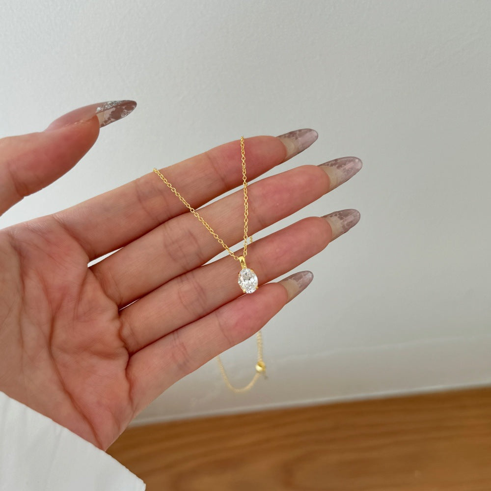 925 Sterling Silver Zircon Kabelkette Beschichtung Geometrische Anhänger Halskette | Shop Nory