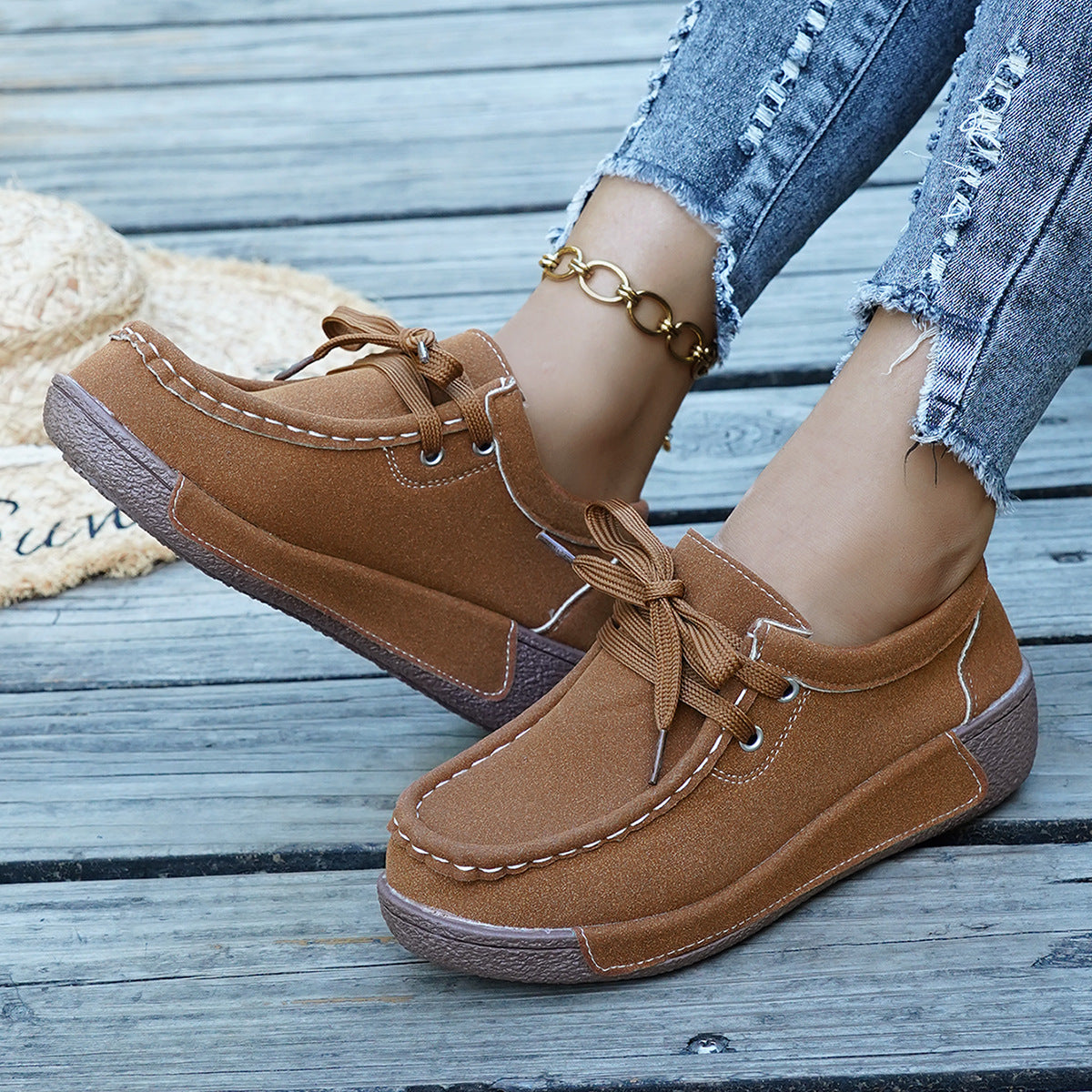 Damen komfortable Sneaker mit weichem Obermaterial und rutschfester Sohle