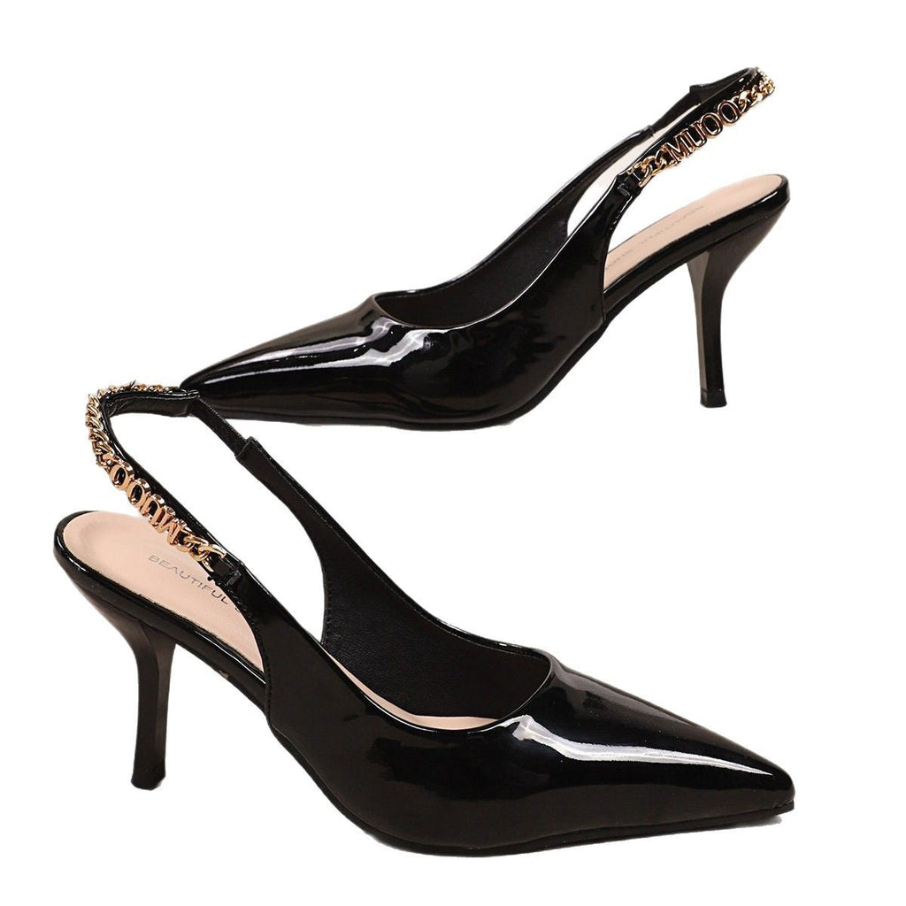 Damen Elegante Slingback-Pumps mit funkelndem Kettenakzent