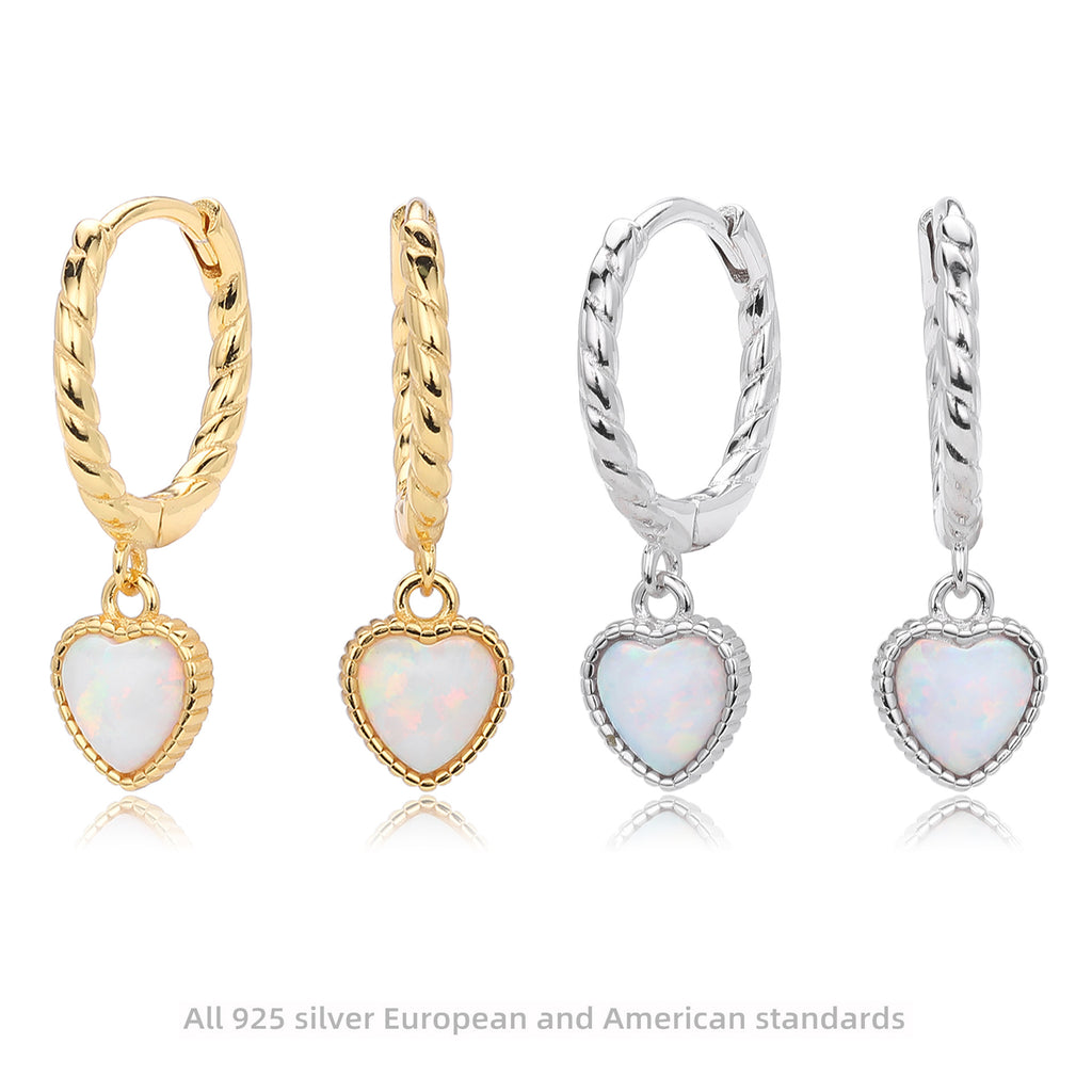 Damen Ohrhänger mit herzförmigem Opalanhänger und hochwertigem 925 Sterling Silber Shop Nory