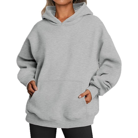 Damen Übergrößen Kapuzenpullover mit praktischen Taschen undlässigem Schnitt