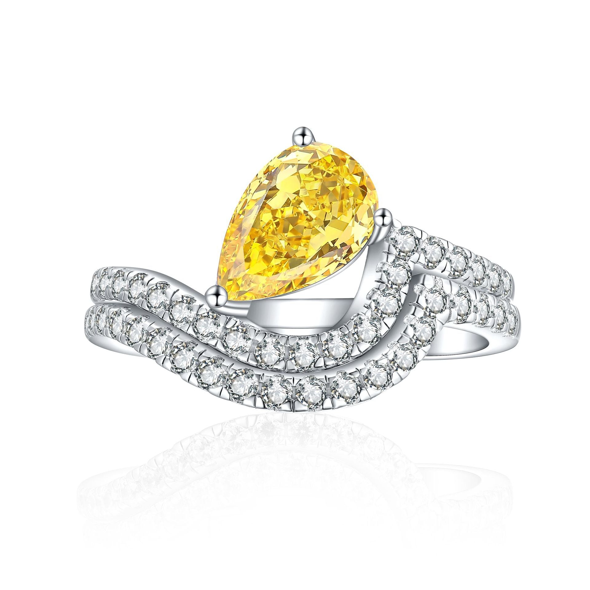Damen Eleganter Ring mit tropfenförmigem Stein und funkelnden Zirkonia Shop Nory