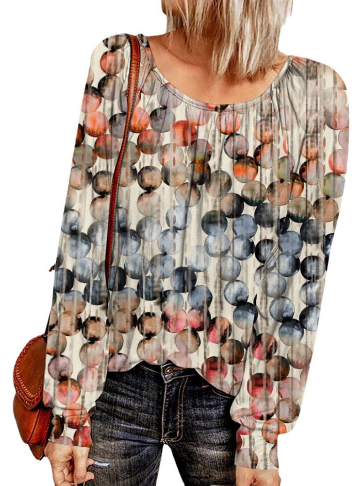 Damen Ethno-Print Oversize-Tunika mit Rundhalsausschnitt und langen Ballonärmeln Shop Nory
