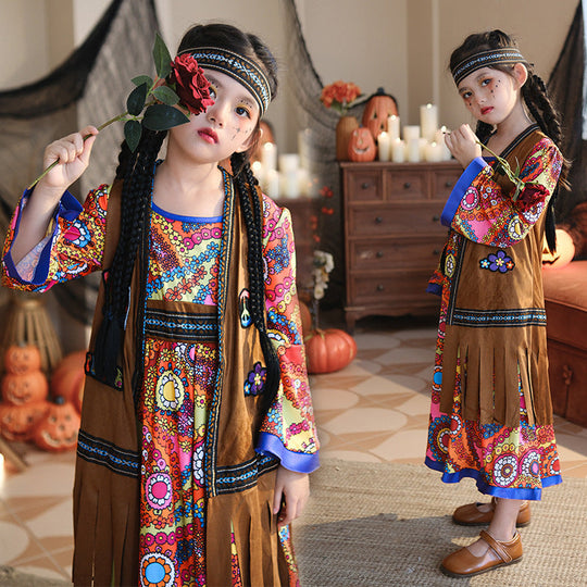 Mädchen Boho Kleid mit langen Ärmeln Shop Nory