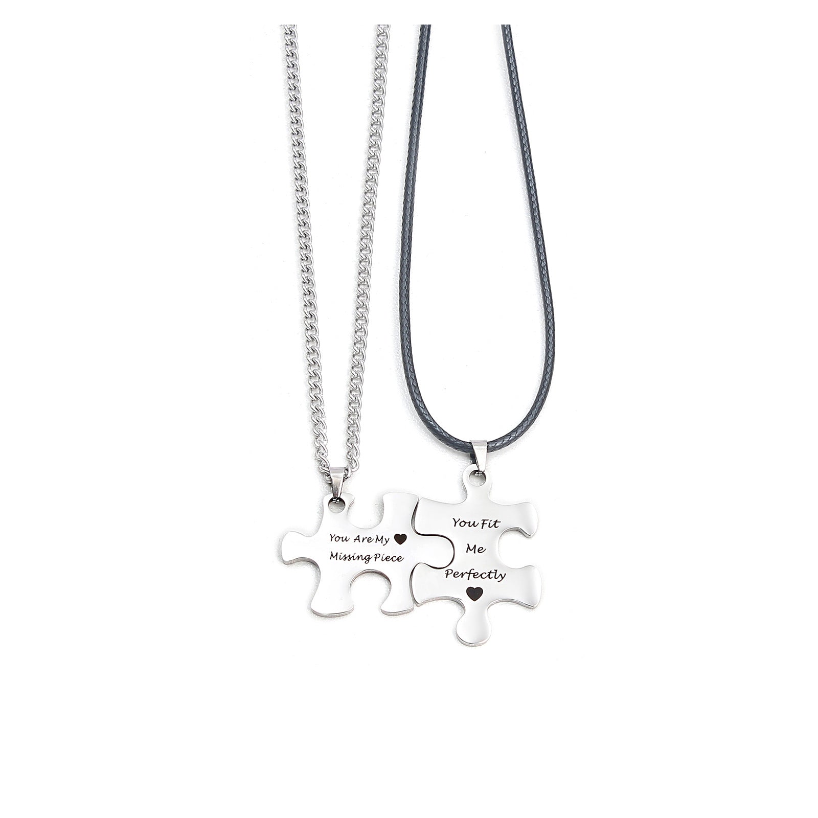 Damen Paar-Halsketten im Puzzle-Design mit gravierten Botschaften Shop Nory
