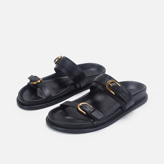 Damen Designer Zehentrenner-Sandalen mit dekorativem Riemendesign und komfortablem Fußbett