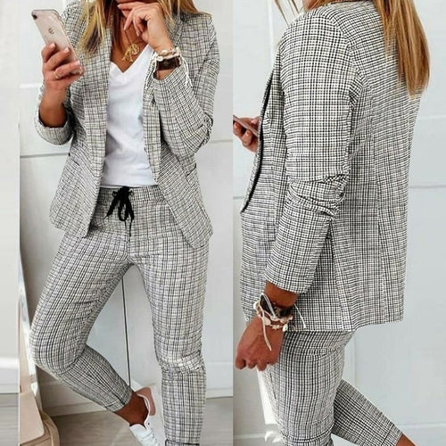 Damen nan Smart-Casual Blazer-Set mit offenem Longblazer und tapered Jogpant mit Kordelzug Shop Nory