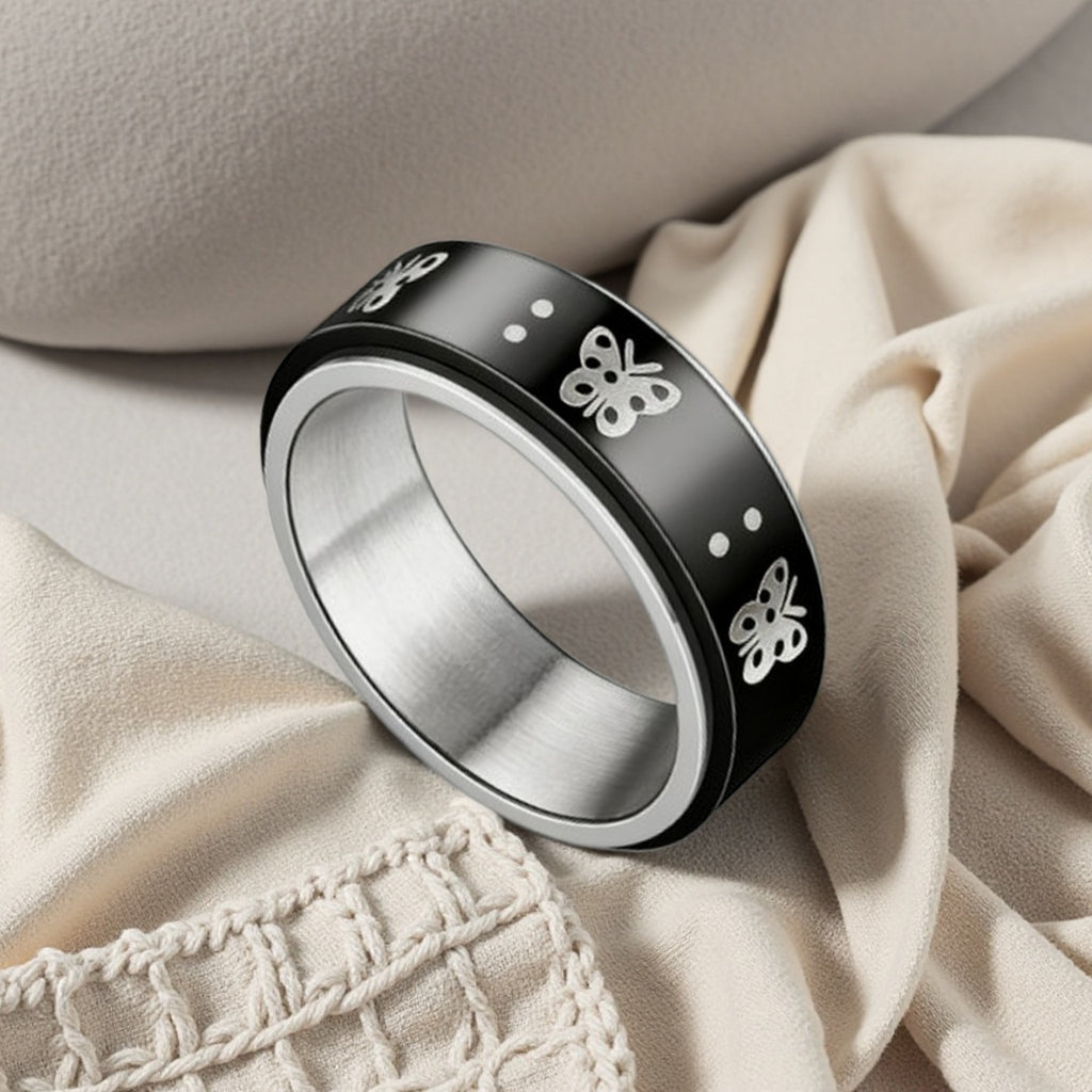 Damen Ring mit kunstvollem Schmetterlingsdesign aus Edelstahl Shop Nory