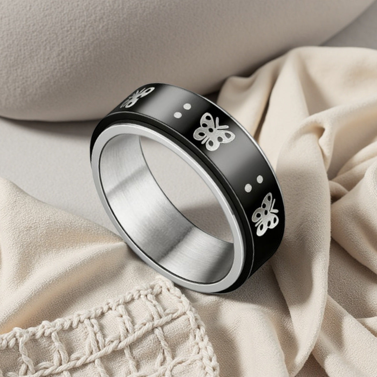 Damen Ring mit kunstvollem Schmetterlingsdesign aus Edelstahl Shop Nory
