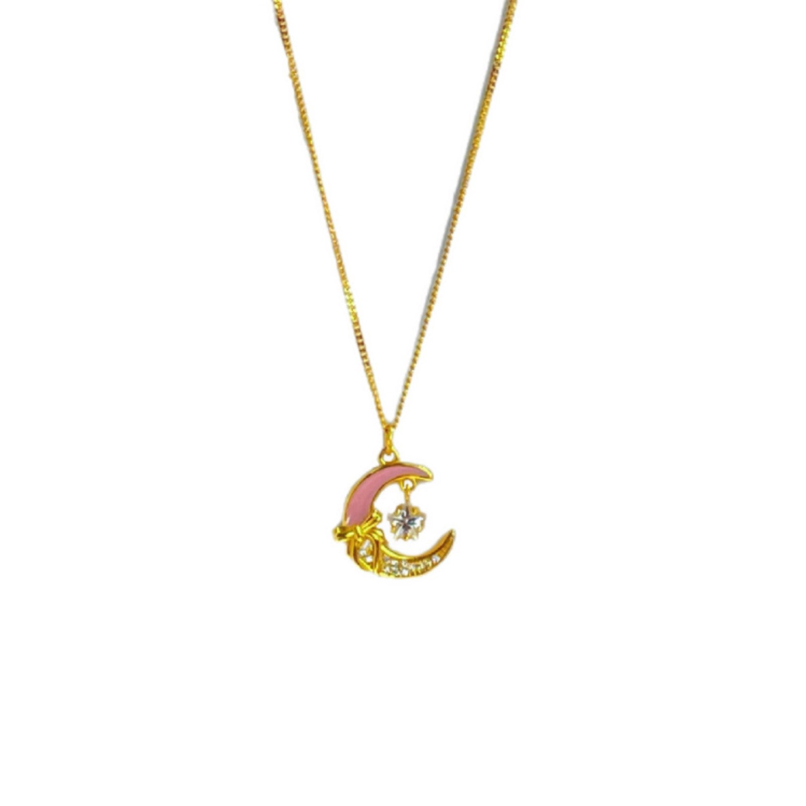 Damen Halskette mit kunstvollem Mond-Anhänger und funkelnden Zirkonia Shop Nory
