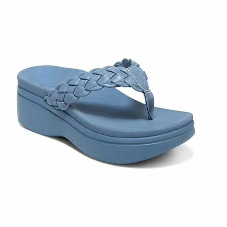 Damen Wedge-Zehentrenner mit geflochtenem Riemen und angenehm gepolstertem Fußbett