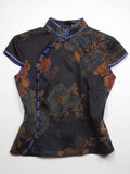 Damen Chinesische Seidenbluse mit floralem Muster Shopnory