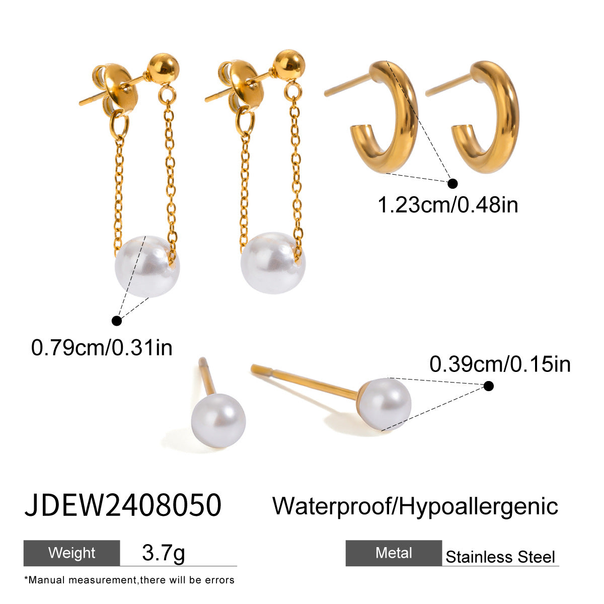 Damen modische Ohrringe mit hängenden Perlen und Edelstahl-Shop Nory