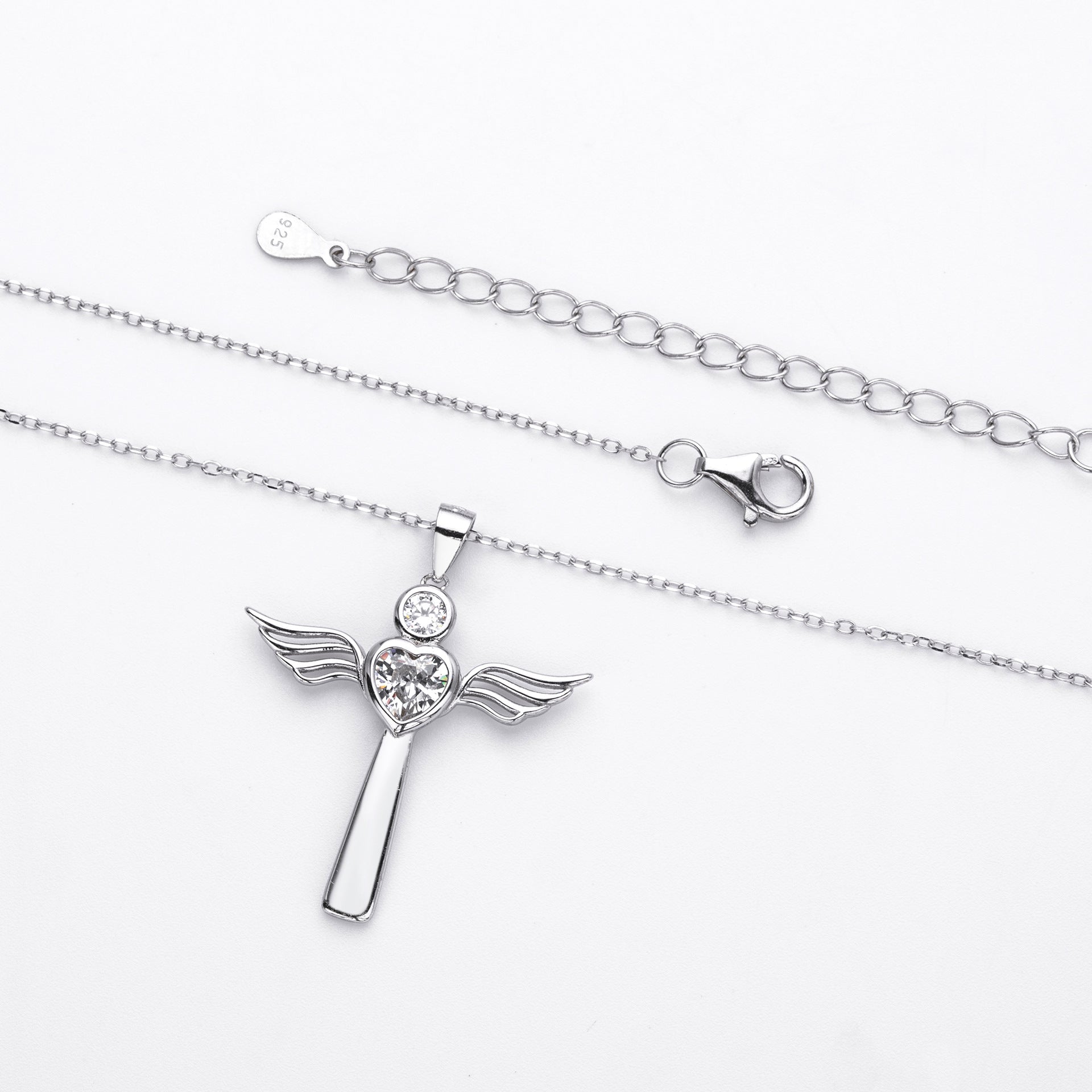 Damen Halskette mit Herz- und Flügeldesign aus 925 Sterling Silber Shop Nory