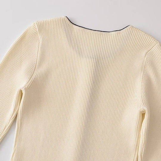 Damen Feinripp-Cardigan mit verdeckter Knopfleiste und Kontrastkante Shop Nory