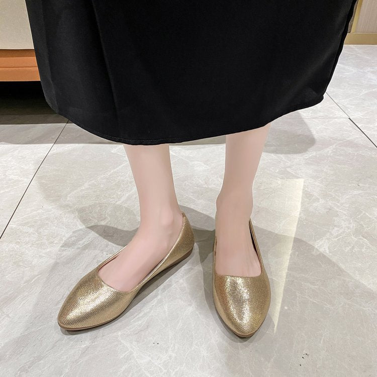 Damen elegante Ballerinas mit schimmerndem Obermaterial