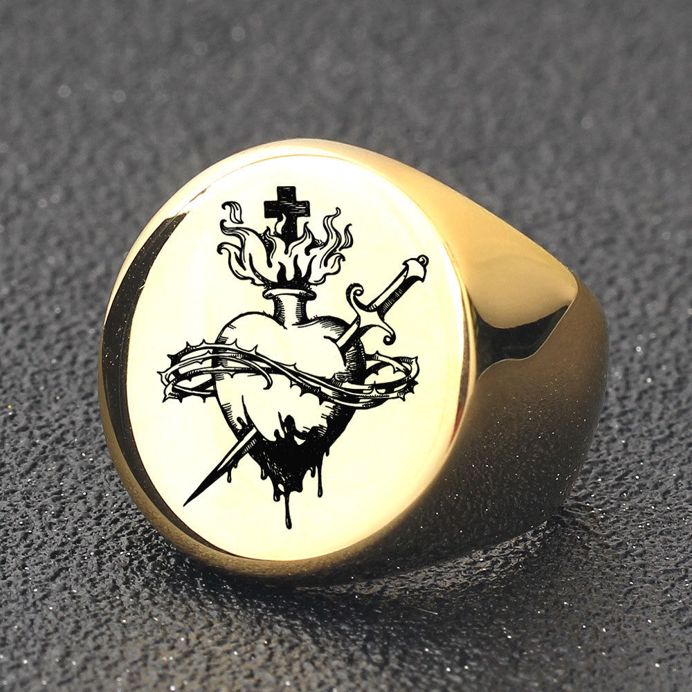 Herren Ring mit kunstvollem Herz-und Schwertmotiv Shop Nory