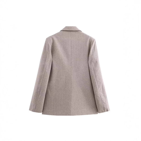 Damen Einreihiger Blazer mit Fischgrätmuster, Reverskragen und Pattentaschen Shop Nory